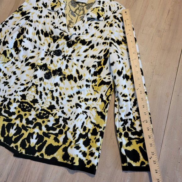Stizzoli Blazer Jacket Knit Vintage Shoulder Pads Italy Animal Print Est Sz M - Picture 6 of 11